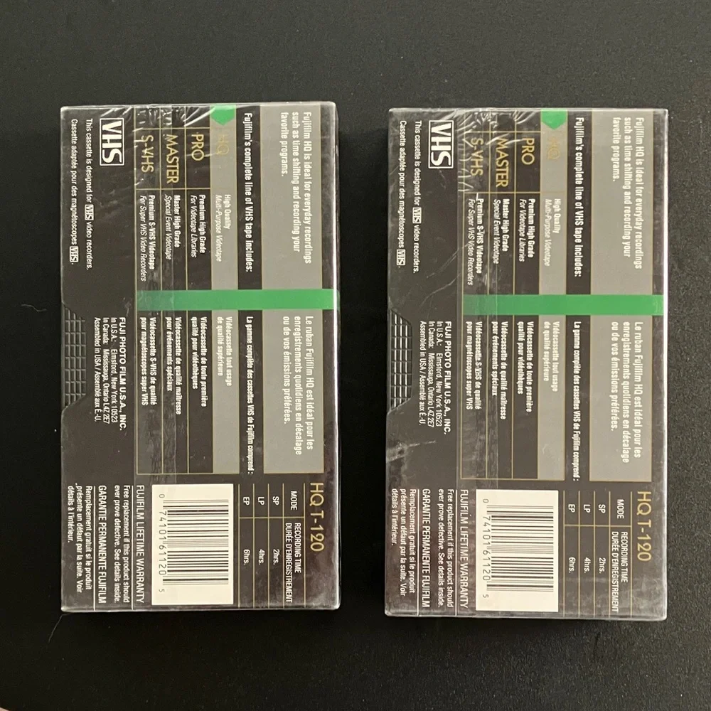NEW Fujifilm VHS Video Cassette Tapes 2 Sealed Multi-Purpose HQ120